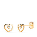 18K PENDIENTES ORO AMARILLO COAZON CALADO CON CIRCONITAS. MEDIDA: 6,5 X 5,5 MM. CIERRE TUERCA