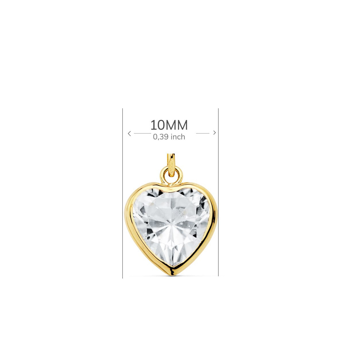 18K COLGANTE ORO AMARILLO CORAZON CIRCONITA 10X10 MM C. AMOR