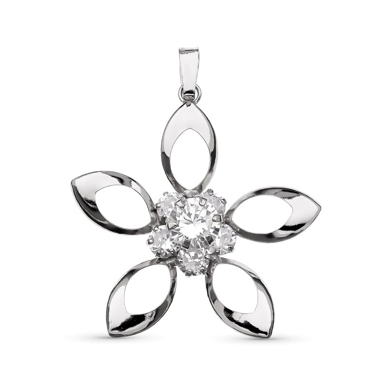18K COLGANTE ORO BLANCO FLOR 30X29 MM