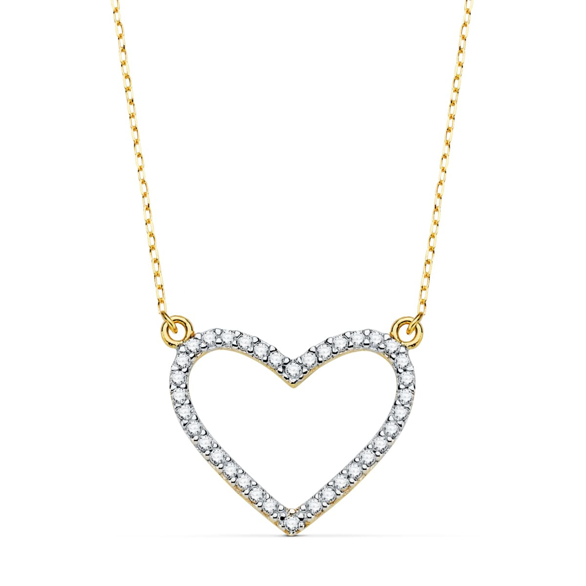 18K COLGANTE BICOLOR CORAZON 18X15 MM CADENA FORZADA 43+2 CM C. AMOR