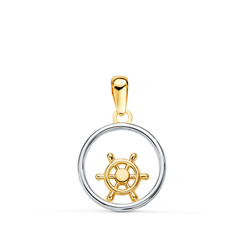 18K COLGANTE ORO BICOLOR REDONDO CON TIMON. 13MM