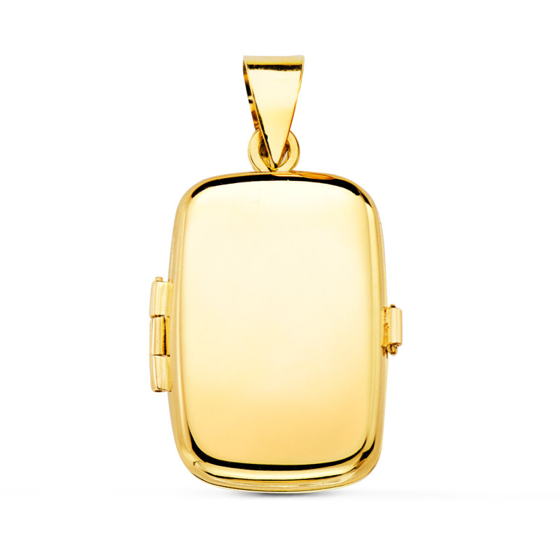 18K COLGANTE ORO AMARILLO GUARDAPELO DIJE  PORTAFOTOS  OVAL LISO 25X20 MM