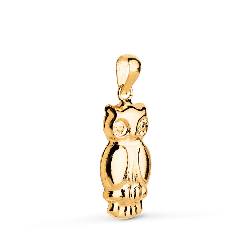 18K COLGANTE ORO AMARILLO BUHO EN BRILLO. MEDIDA: 19 X 9 MM