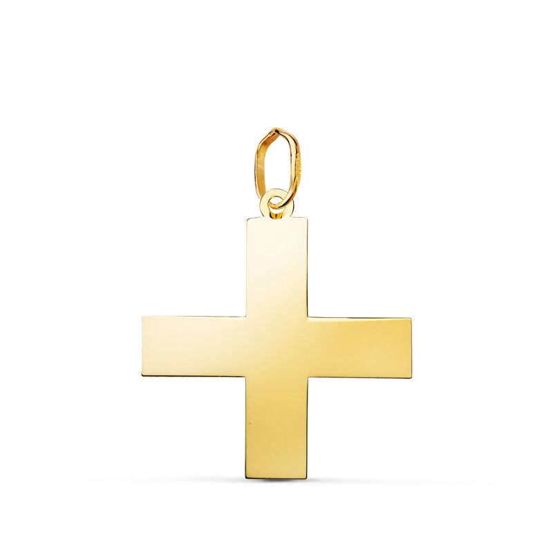 18K COLGANTE ORO AMARILLO CRUZ GRIEGA EN BRILLO. MEDIDA: 22 X 20 MM