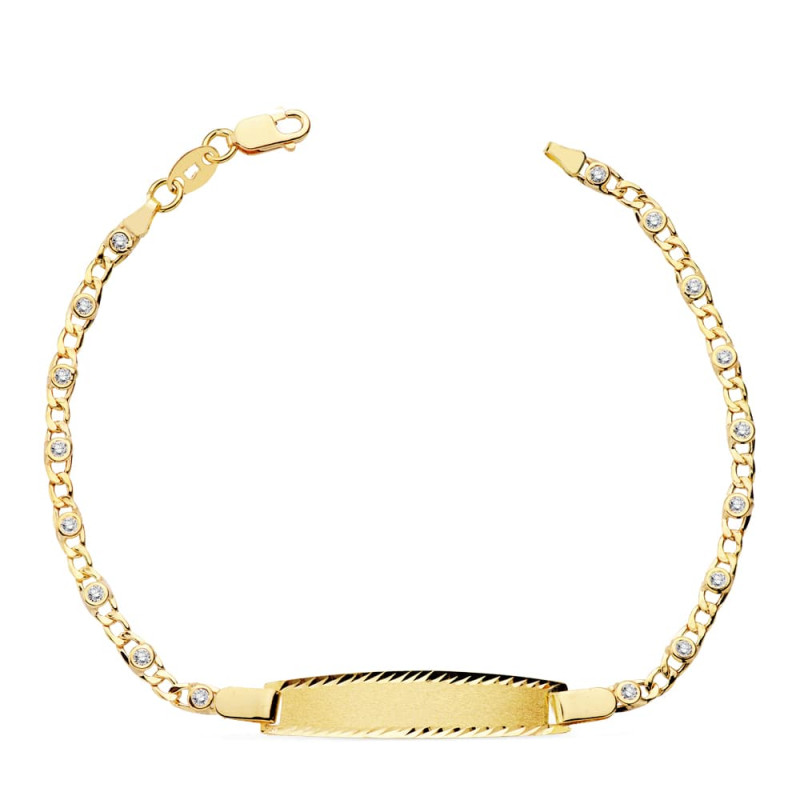 18K PULSERA ESCLAVA ORO AMARILLO CIRCONITA 16.5CM 2.5 MM