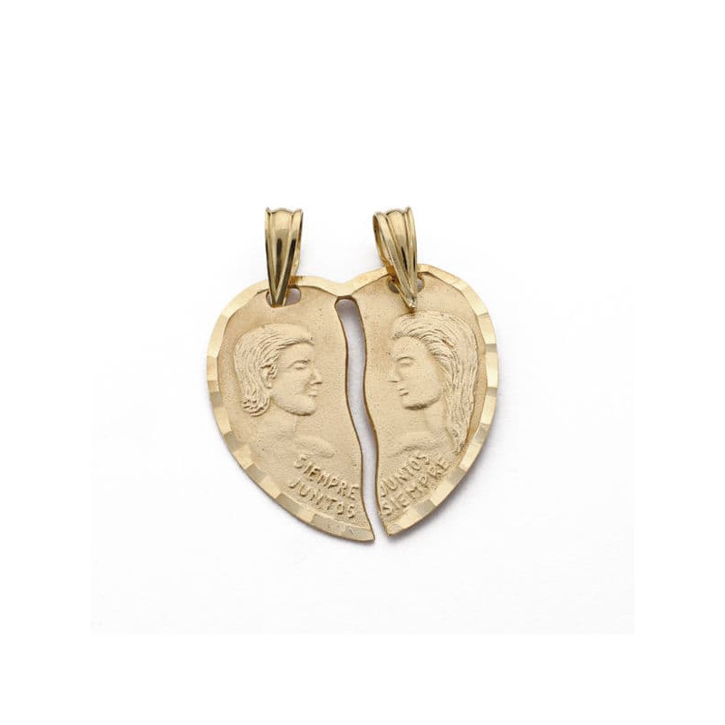 18K COLGANTE ORO AMARILLO CORAZON PAREJA 20X20 MM C. AMOR