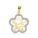 9K COLGANTE ORO BICOLOR MAMA CIRCONITA FLOR 18 MM