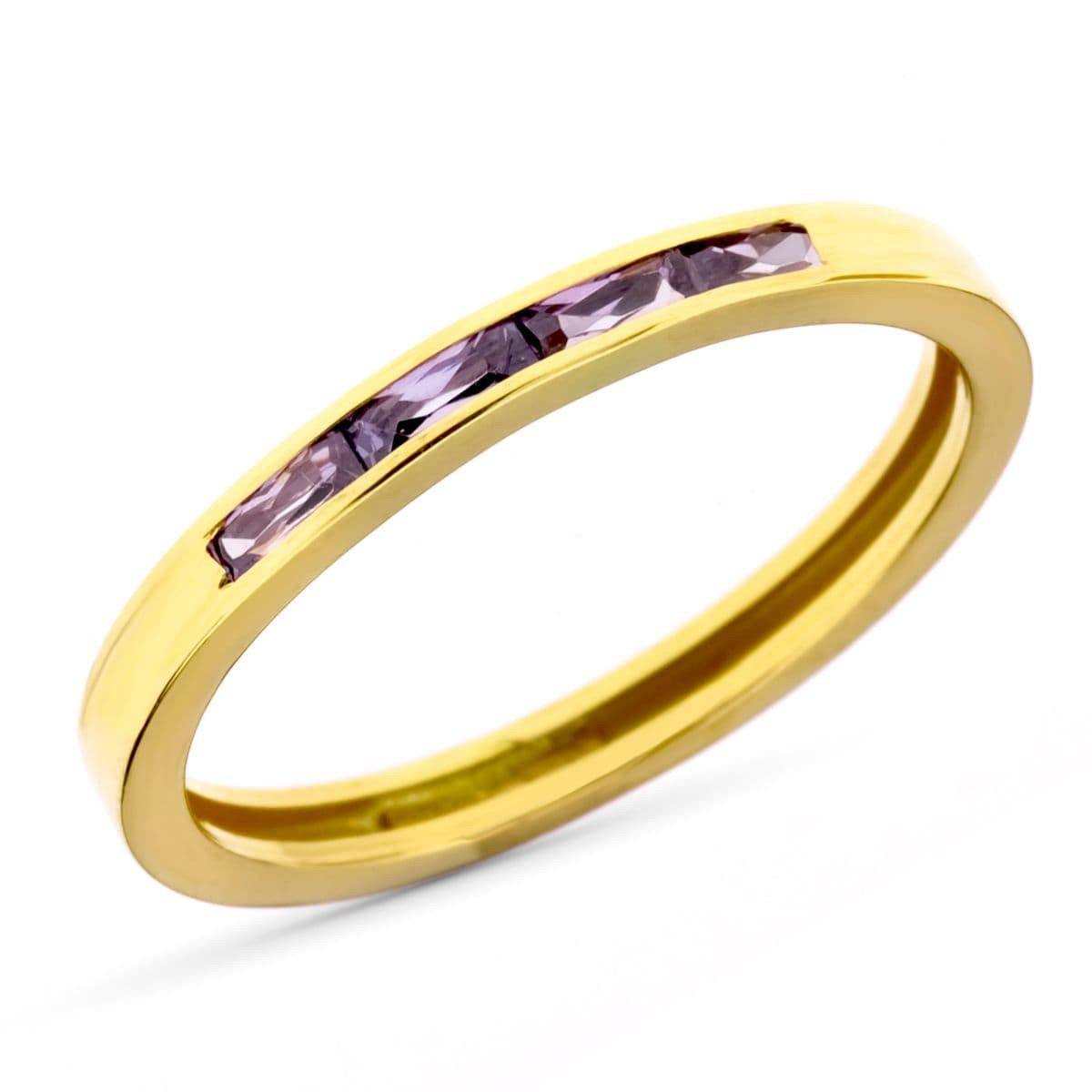 9K SORTIJA ORO AMARILLO CARRIL CON CIRCONITAS AMATISTA. ANCHO: 3 MM