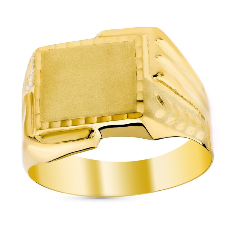 9K SELLO ORO AMARILLO CABALLERO TALLADO DIAMANTADO ZONA DE GRABACION 13X11 MM