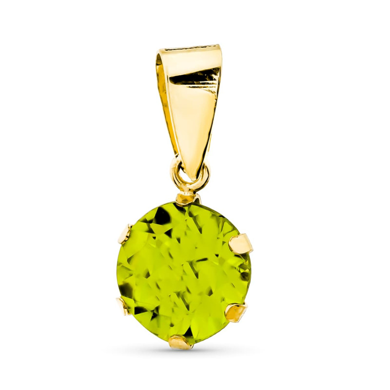 9K COLGANTE ORO AMARILLO GARRA INGLESA OLIVINA NATURAL 1,44 QTS. ANCHO: 7 MM