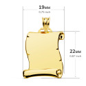 9K PLACA CHAPA COLGANTE PERGAMINO ORO AMARILLO LISO BRILLO 22X19 MM