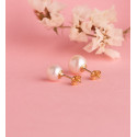 18K PENDIENTES ORO AMARILLO PERLA CULTIVADA 7 - 7,5 MM CON CASQUILLA CIERRE PRESION
