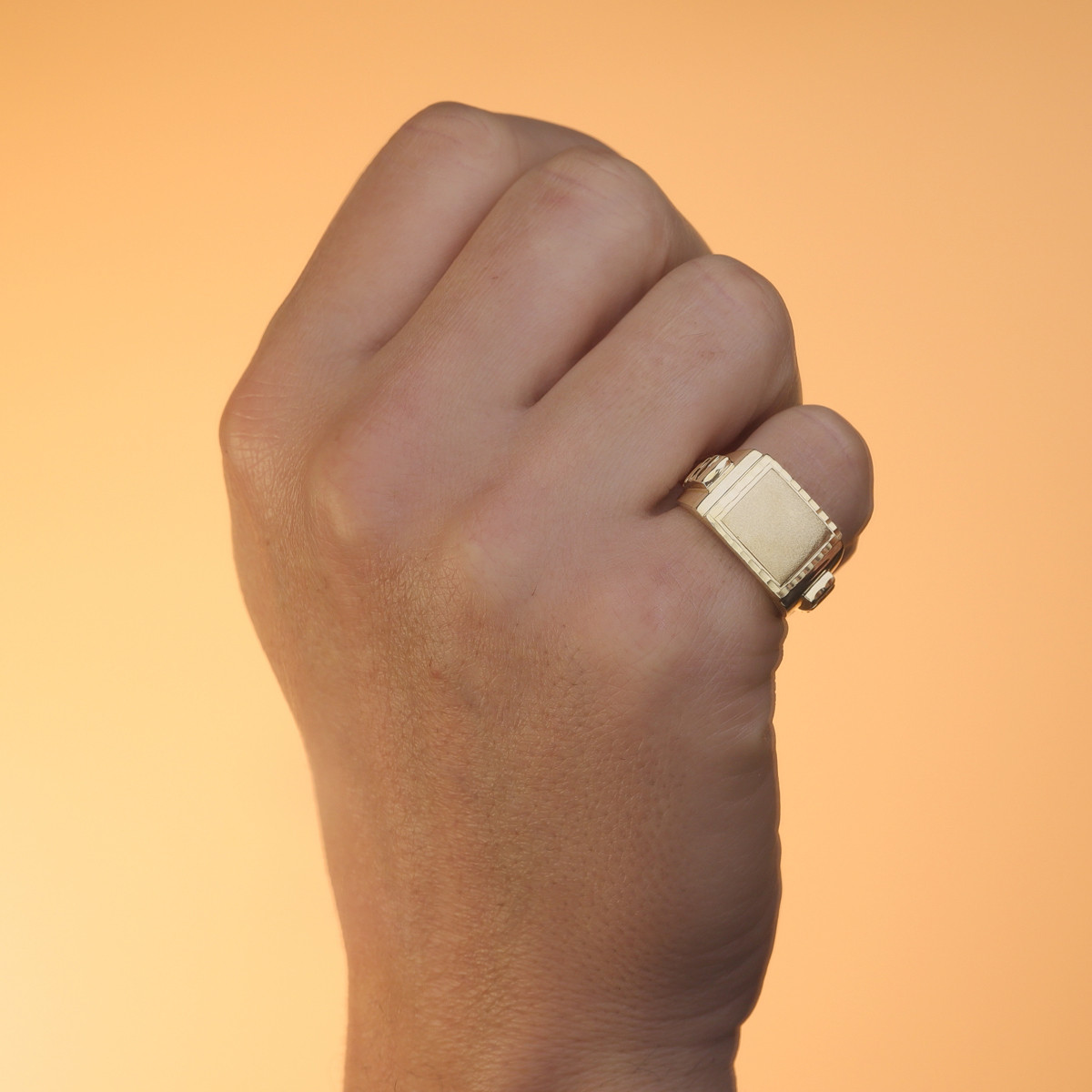 18K SELLO MACIZO CABALLERO ORO AMARILLO TALLADO CABEZA CUADRADA 20 X15 MM