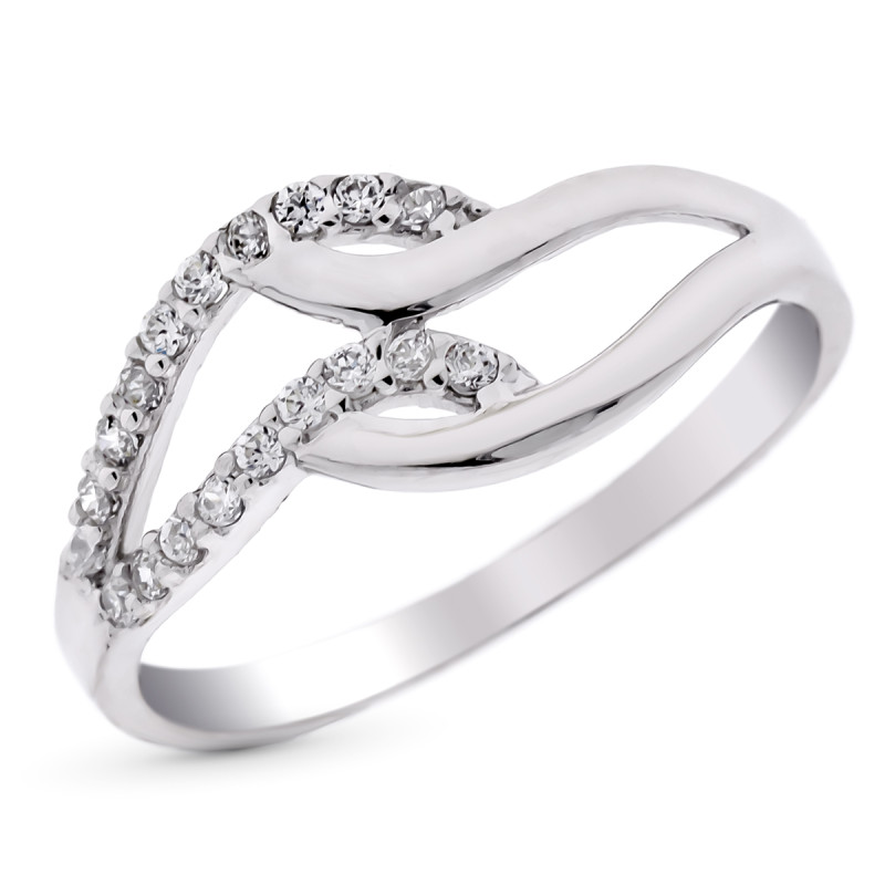 9K SORTIJA ORO BLANCO BANDAS CIRCONITAS EN CARRIL. ANCHO: 12 MM