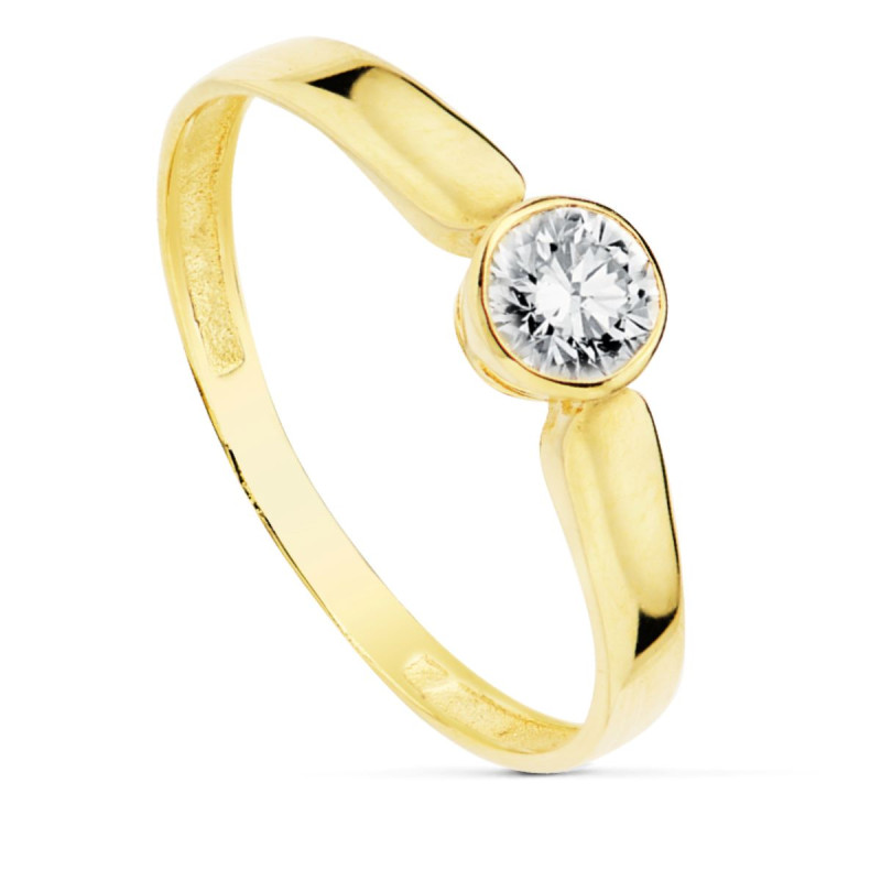 9K SOLITARIO ORO AMARILLO CON CIRCONITA EN BOCEL 3 MM
