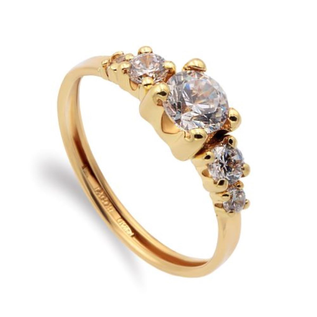 9K SORTIJA QUINTILLO ORO AMARILLO CON 5 CIRCONITA ANCHO: 5 MM