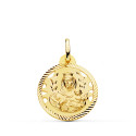 18K ESCAPULARIO ORO AMARILLO HELICE CALADO VIRGEN CARMEN Y CORAZON DE 20 MM