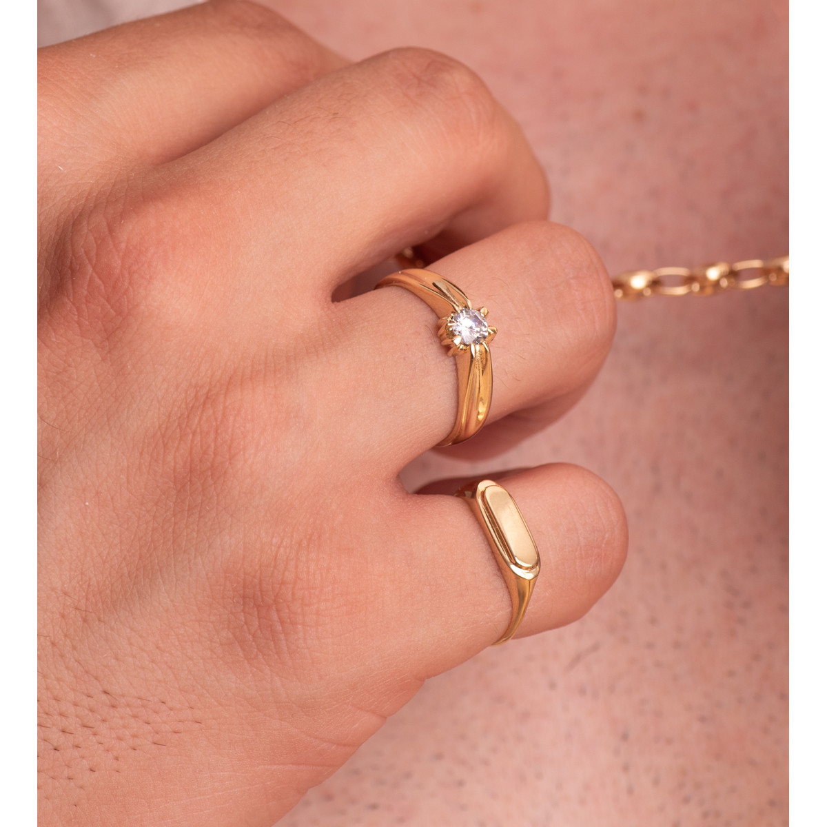 18K SOLITARIO ORO AMARILLO MACIZO CIRCONITA DE 5 MM CON GARRAS FORRADO