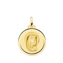 18K MEDALLA ORO AMARILLO VIRGEN NIÑA BISEL 20 MM