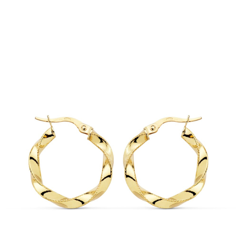 18K AROS ORO AMARILLO RELIADOS HILO 21X3 MM