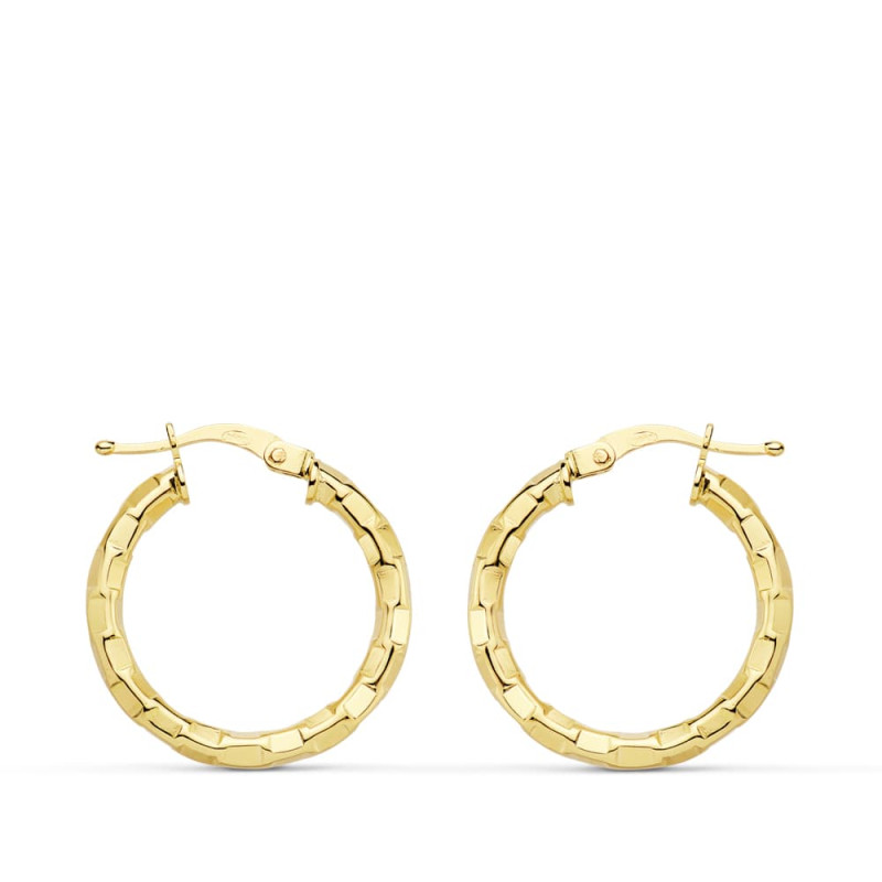 18K AROS ORO AMARILLO HUECOS CUADRADOS 20X2 MM