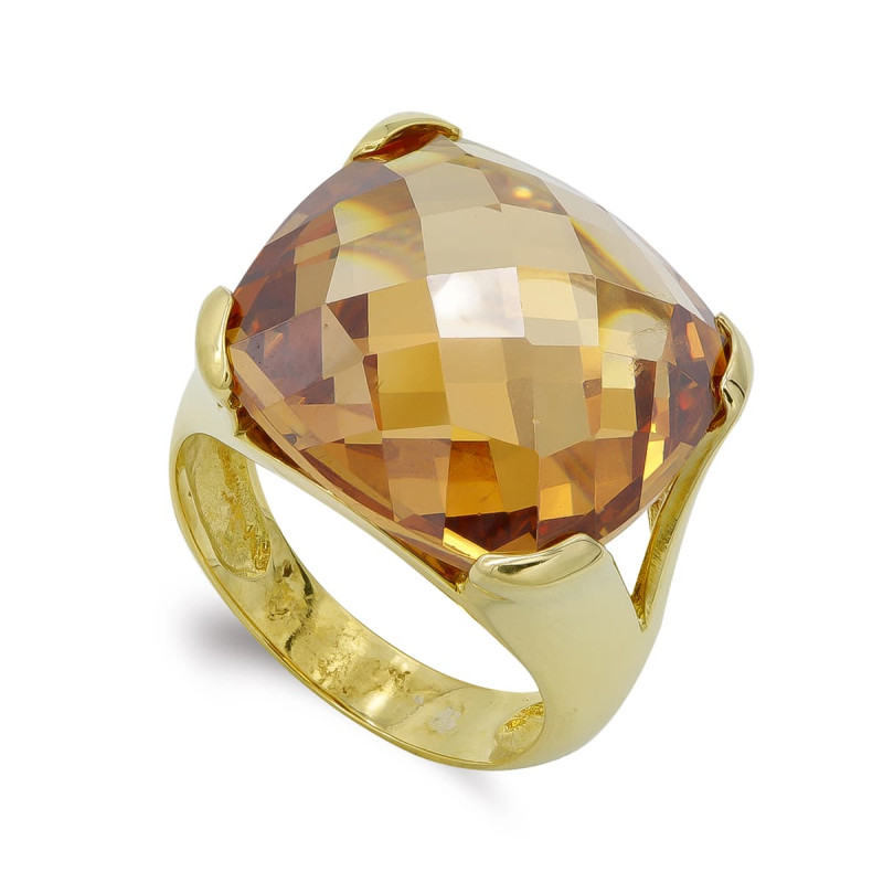 18K SORTIJA ORO AMARILLO PIEDRA CUADRADA 18X18 MM