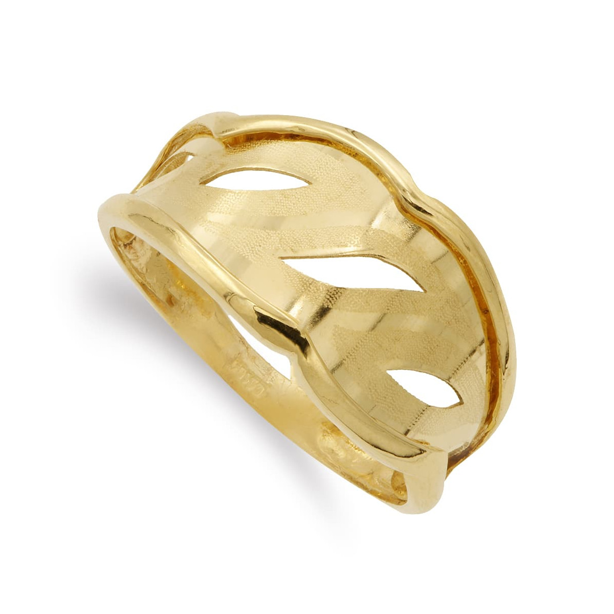 18K SORTIJA ORO AMARILLO CALADA ANCHO 11 MM CUERPO 3 MM