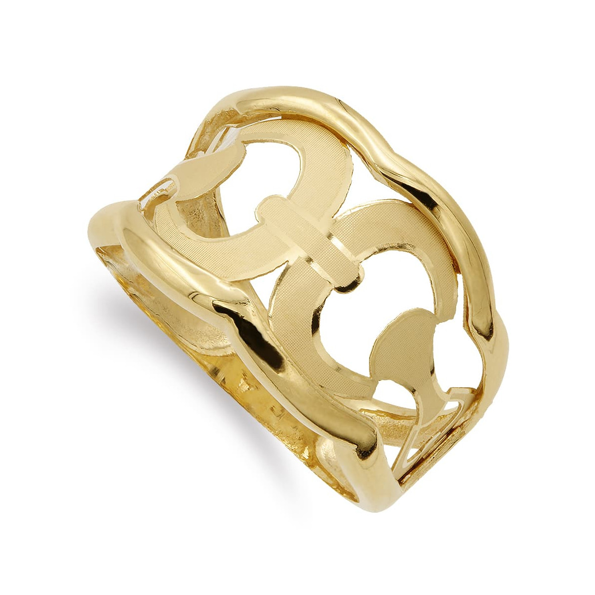 18K SORTIJA ORO AMARILLO CALADA CON ESTRIBOS ANCHO 15 MM