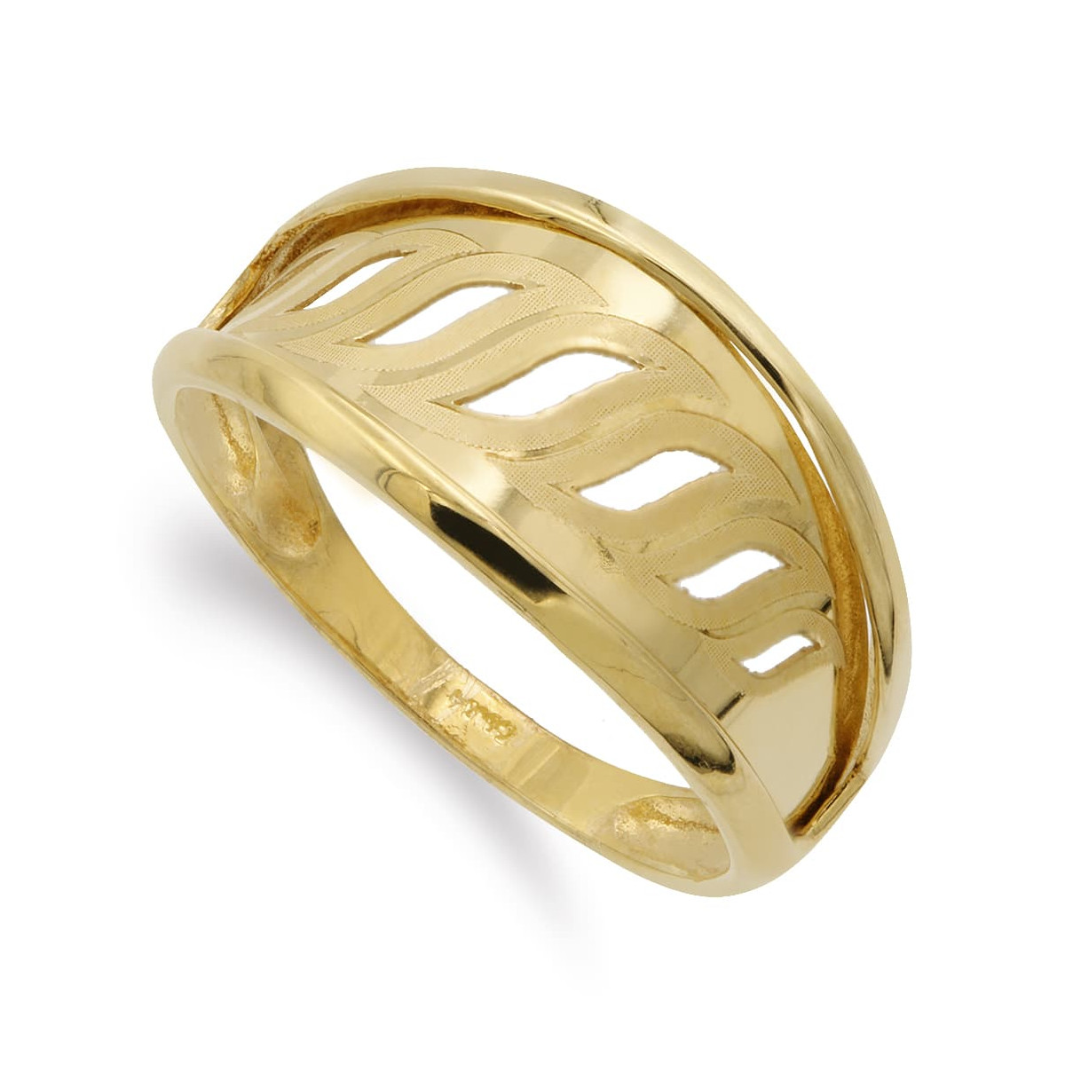 18K SORTIJA ORO AMARILLO MOTIVOS CALADOS ANCHO 10 MM