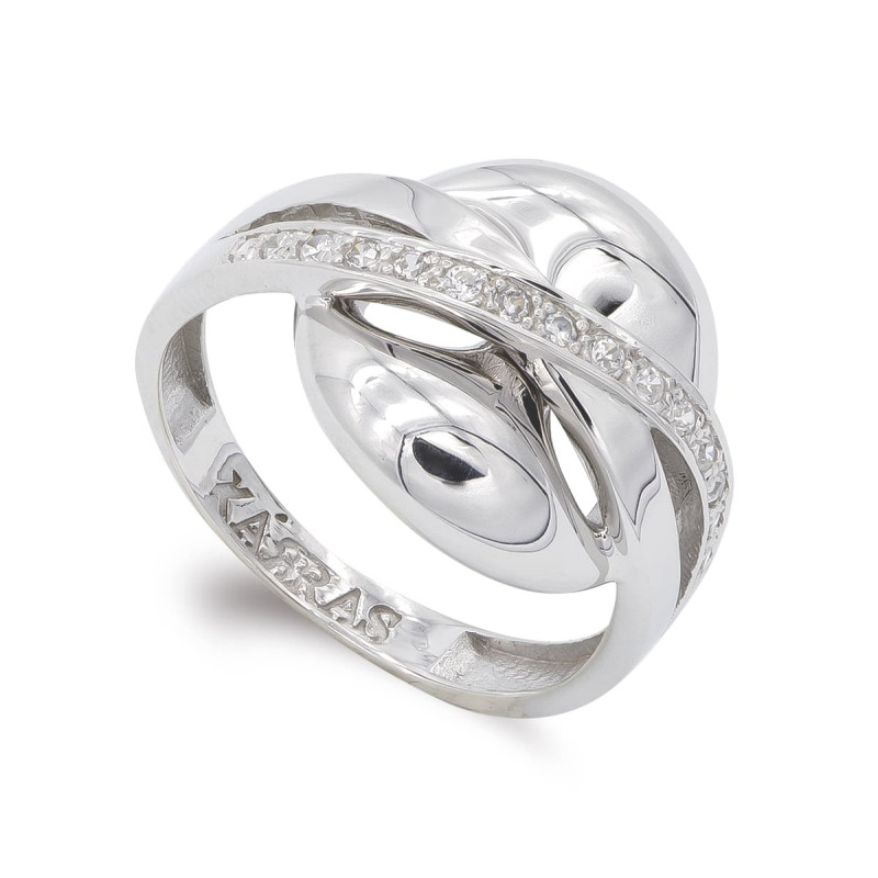 18K SORTIJA ORO BLANCO CON CIRCONITAS. ANCHO: 15,5 MM