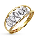 18K SORTIJA ORO BICOLOR DOBLE CUERPO CON CIRCONITA Y MOTIVOS CALADOS. ANCHO: 7 MM