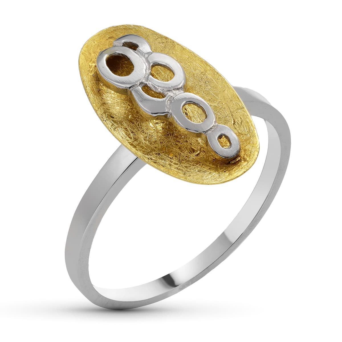 18K SORTIJA ORO BICOLOR MOTIVO OVAL CON CIRCULOS. 17 X 9MM