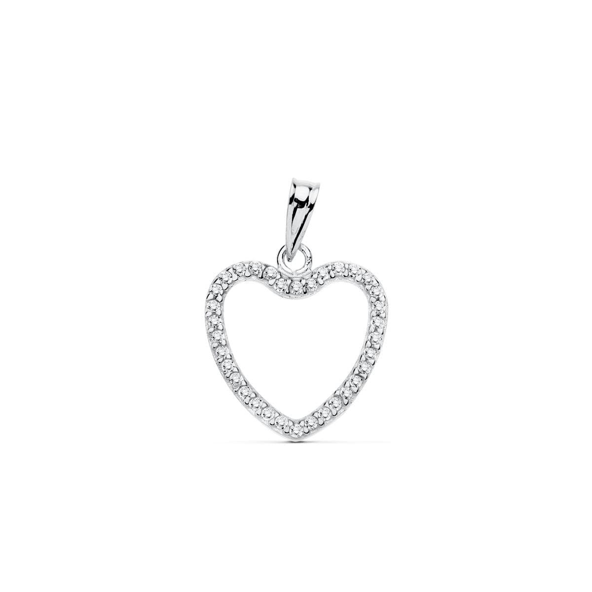 18K COLGANTE CORAZON ORO BLANCO CIRCONITA 16X16 MM C. AMOR