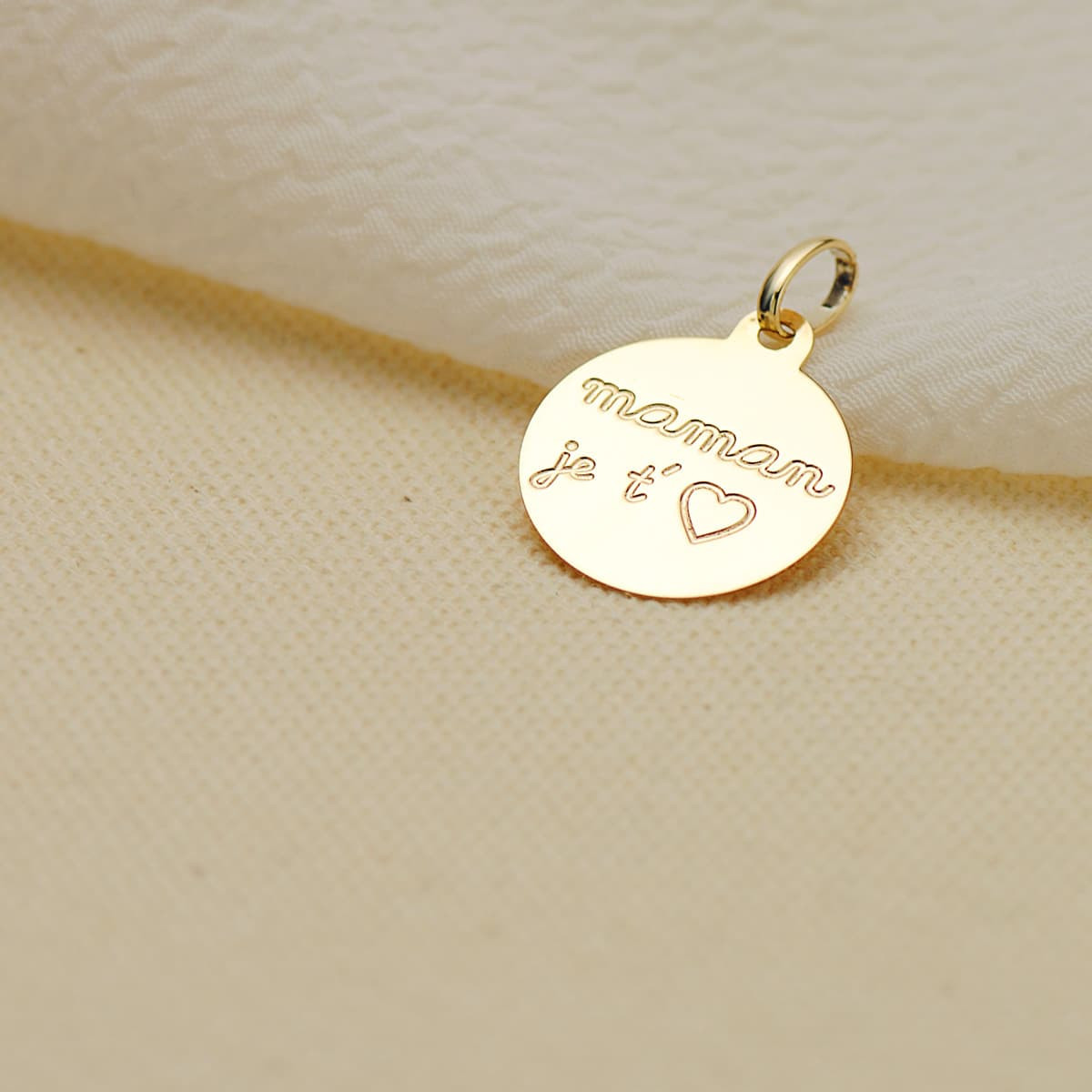 9K COLGANTE DISCO ORO AMARILLO LISO EN BRILLO 16 MM MAMAM