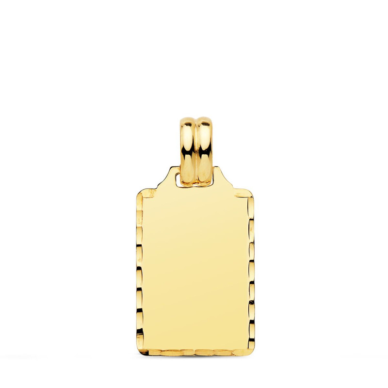 9K PLACA CHAPA LISA ALTO BRILLO ORO AMARILLO TALLADA 20X14 MM