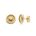 18K PENDIENTES ORO AMARILLO REDONDO CIRCONITA 8.5 MM CIERRE PRESION