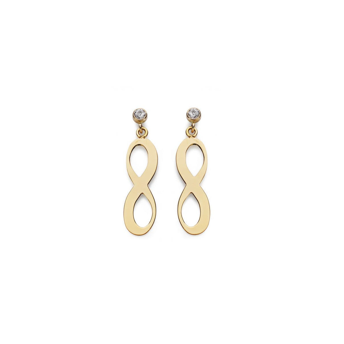 18K PENDIENTES INFINITY ORO AMARILLO 20X6 MM CIERRE PRESION