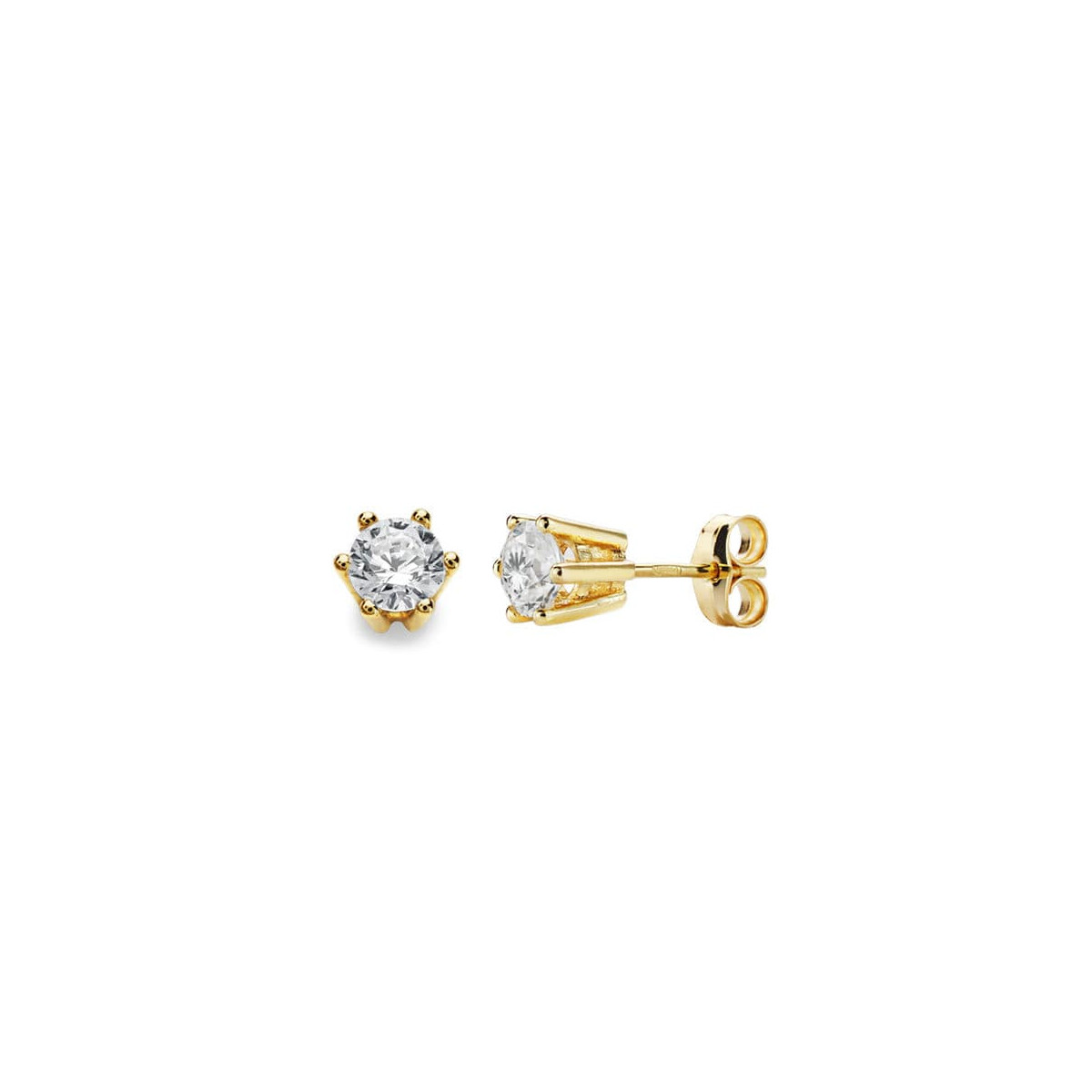 18K PENDIENTES GARRAS ORO AMARILLO 5.5X5.5 MM CIERRE PRESION