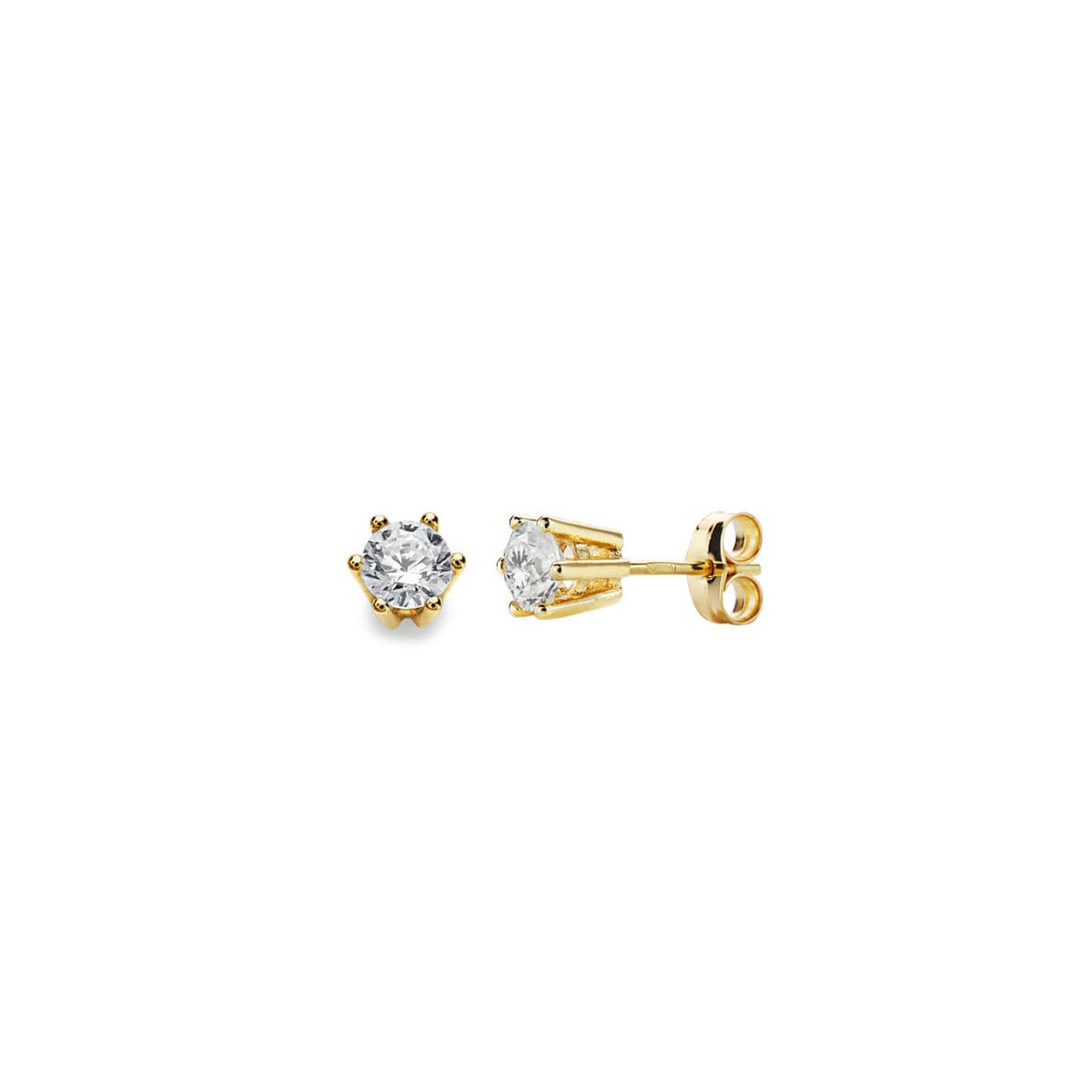 18K PENDIENTES GARRAS ORO AMARILLO 6X6 MM CIERRE PRESION