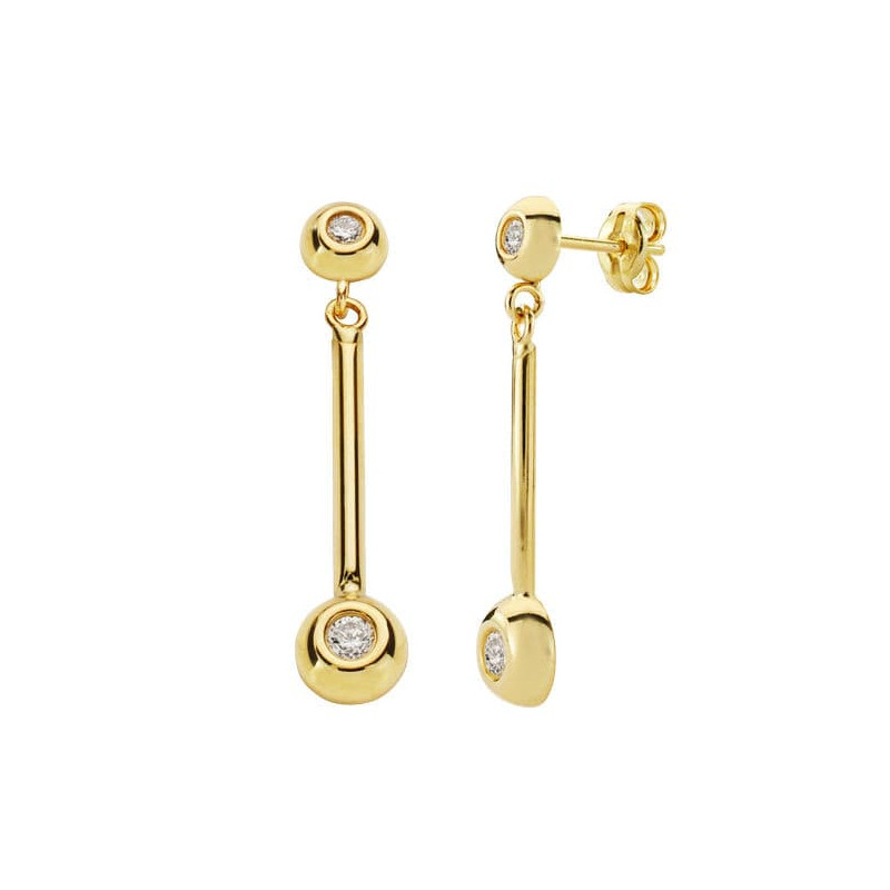 18K PENDIENTES CHATONESORO AMARILLO 30X6 MM CIERRE PRESION