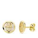 18K PENDIENTES MANO DE FATIMA ORO AMARILLO 8 MM CIERRE PRESION