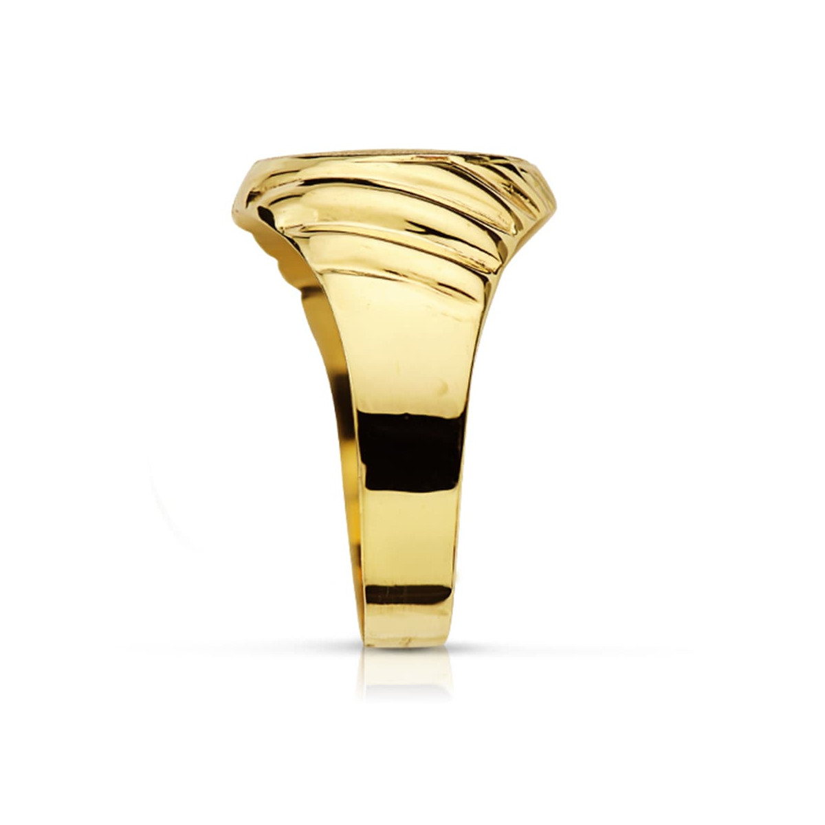 18K SELLO ORO AMARIILO HUECO TALLADO OVAL ZONA GRABADO 13 X 11 MM