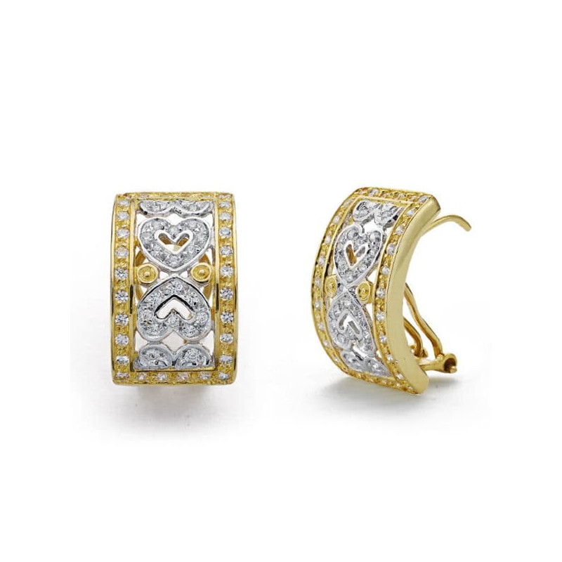 18K PENDIENTES BICOLOR CIRCONITA OMEGA 20X12 MM