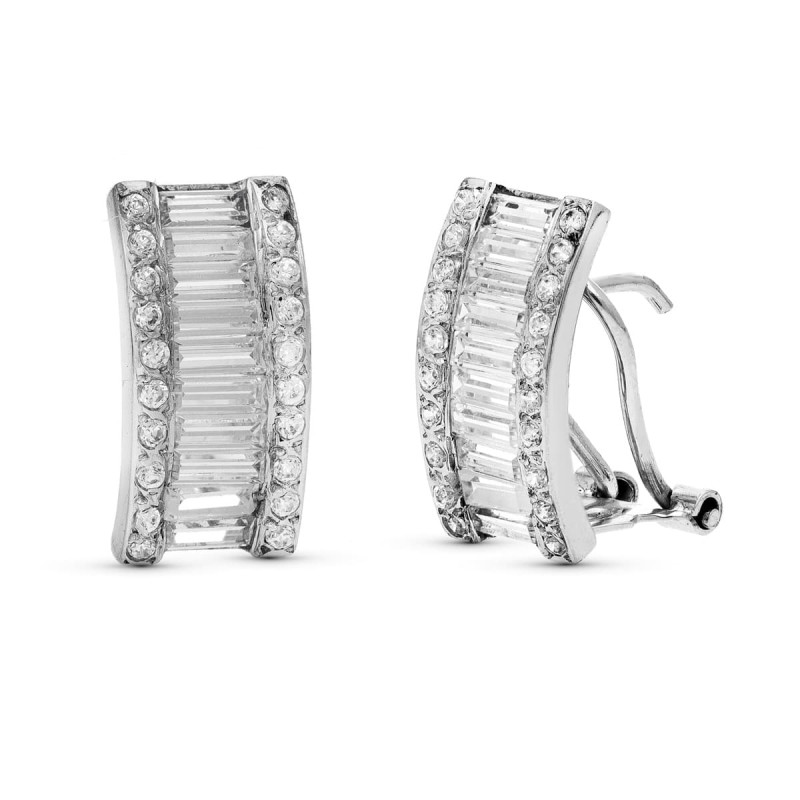 18K PENDIENTES ORO BLANCO CIRCONITA CIERRE OMEGA