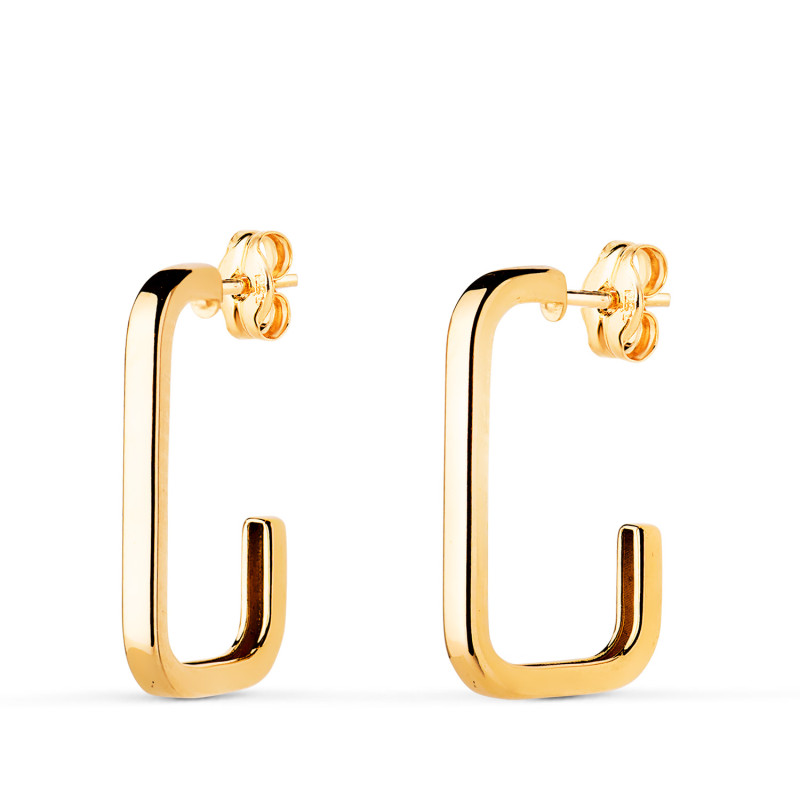 18K PENDIENTES ORO AMARILLO ARO RECTANGULAR ABIERTO. MEDIDA: 18X12 MM. GROSOR: 1,8 MM.CIERRE PRESION