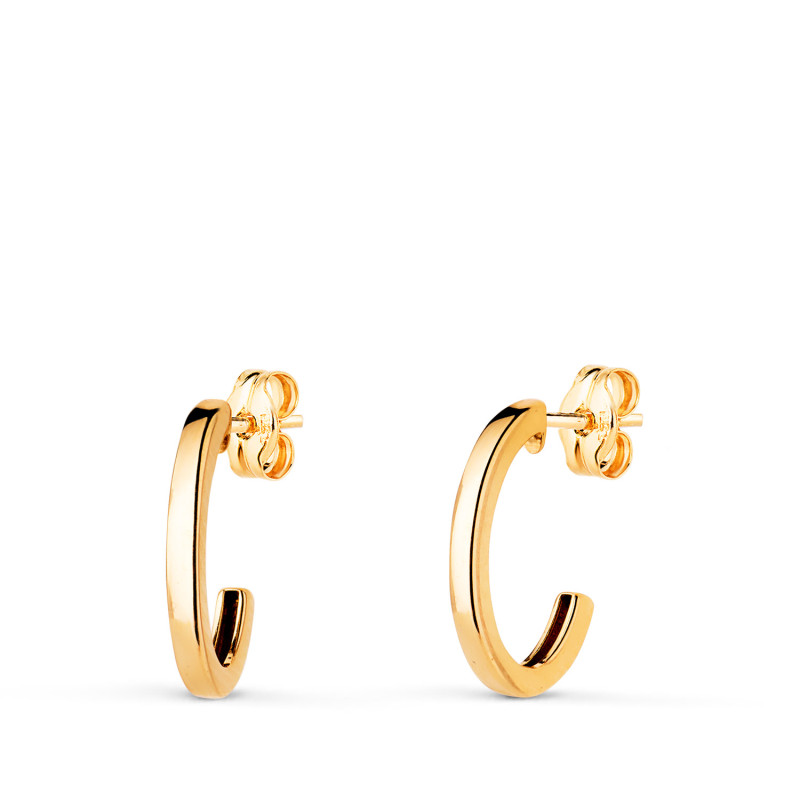 18K PENDIENTES ORO AMARILLO ARO OVALES ABIERTOS. MEDIDA: 14X9 MM. GROSOR: 1,8 MM.CIERRE PRESION