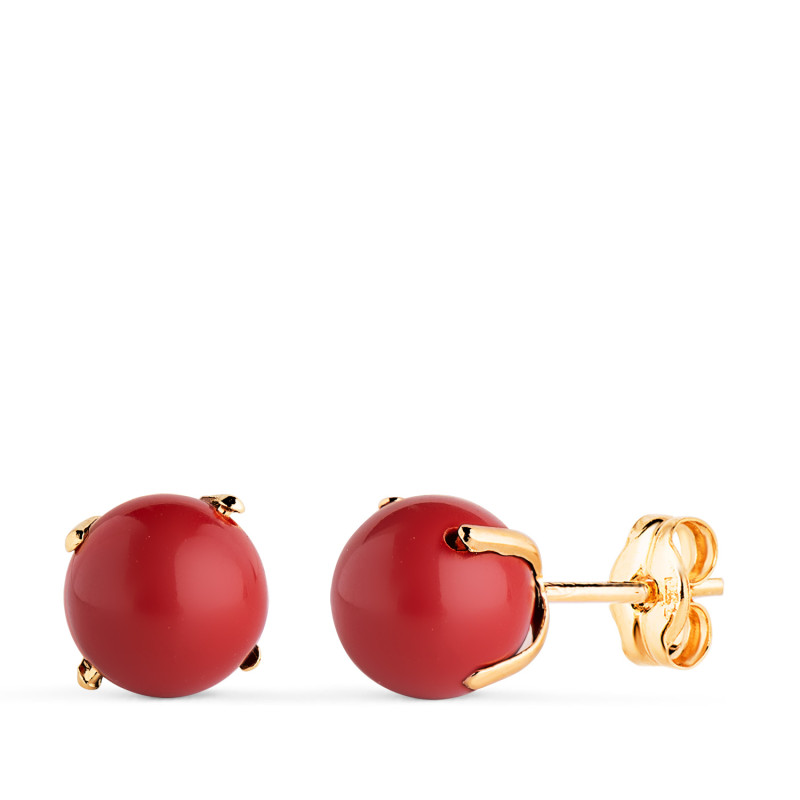 18K PENDIENTES ORO AMARILLO CORAL CON 4 GARRAS. MEDIDA: 7 MM. CIERRE PRESION