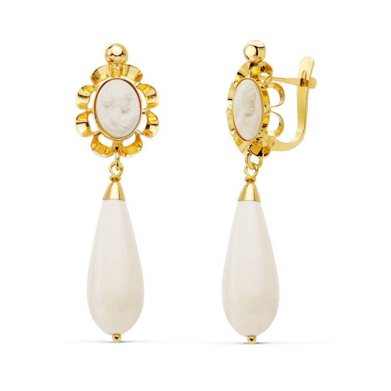 18K PENDIENTES MARFIL 38 X 10 MM