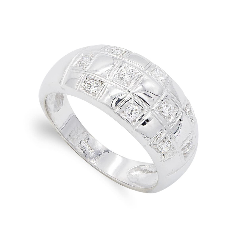 18K SORTIJA ORO BLANCO CON CIRCONITA. ANCHO: 9,5 MM