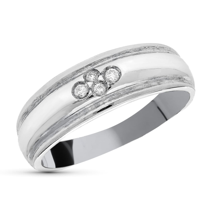 18K SORTIJA ORO BLANCO DIAMANTES NATURALES  TALLA BRILLANTE 0,05 QTS. ANCHO: 6 MM